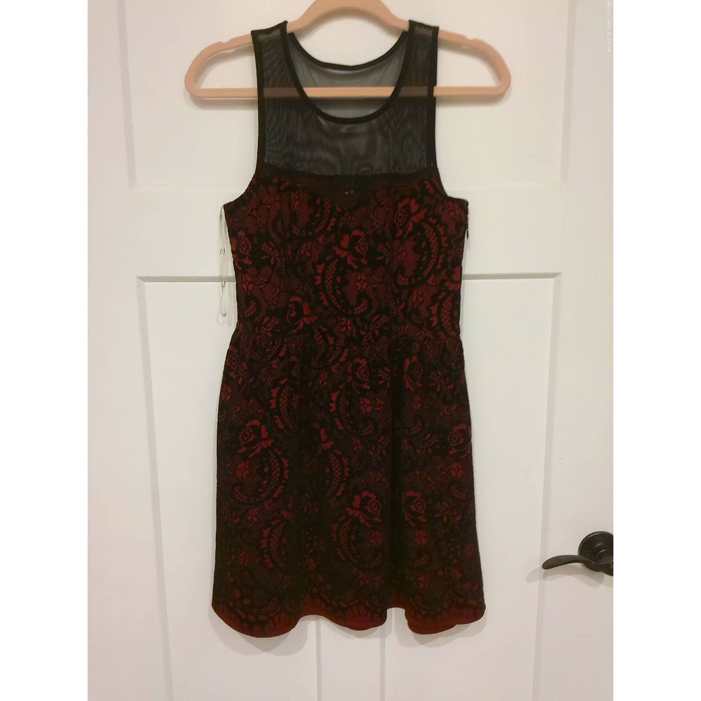 Trixxi Clothing Company Party Dress, Red with Black Overlay, Size M